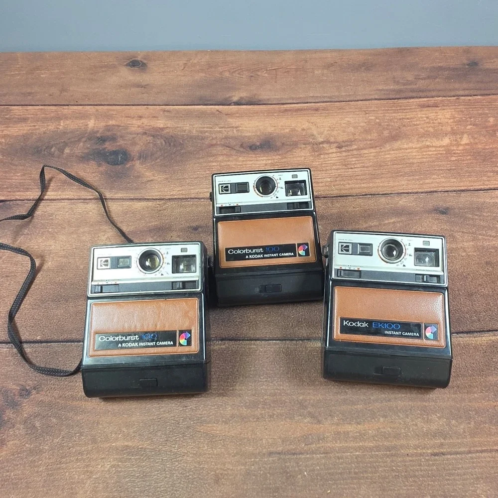 Kodak Instant Camera Lot of 3 OS Brown Fair Untested For Parts Colorburst EK100
